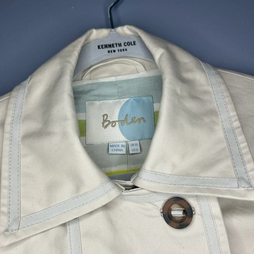 Boden Womens Trench Coat Khaki 6 *no belt* Academia Classiccore Closet Staple - Picture 13 of 16